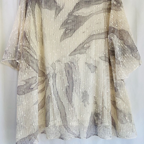 Coco+Carmen unique cream and gray nettle knit layered blouse  SZ L-XL - Picture 2 of 11